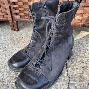 NAOT Black Leather & Suede Army Boots, Size 37
